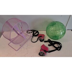 Lot Large Hamster rat small pet exercise wheel metal 8" mesh rodent Leash Ball